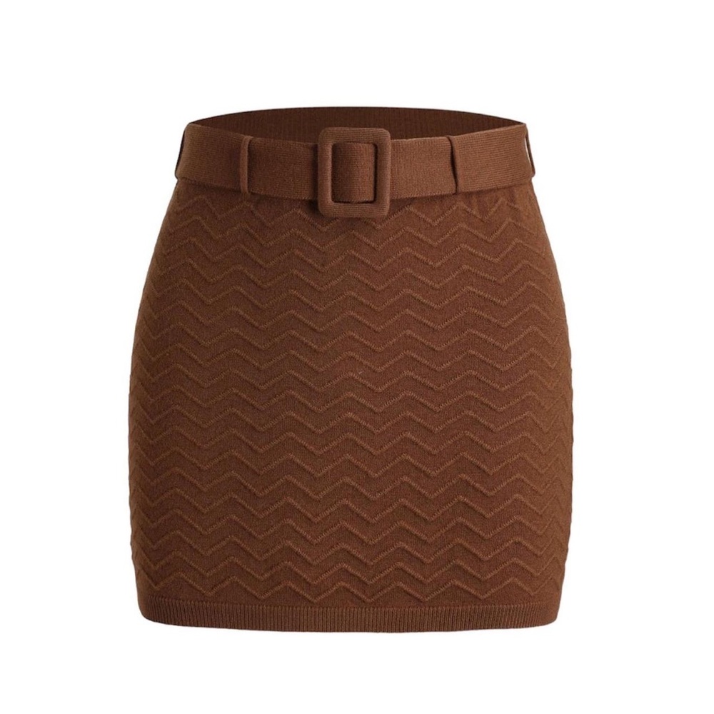 Brown Knitted Skirt with Belt 🤎🧸